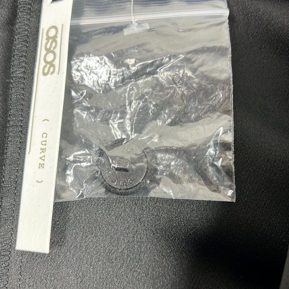 ASOS Curve Black Drape Ruched Long Sleeve Deep Vneck Sexy Tux Blazer Mini Dress - Picture 7 of 16